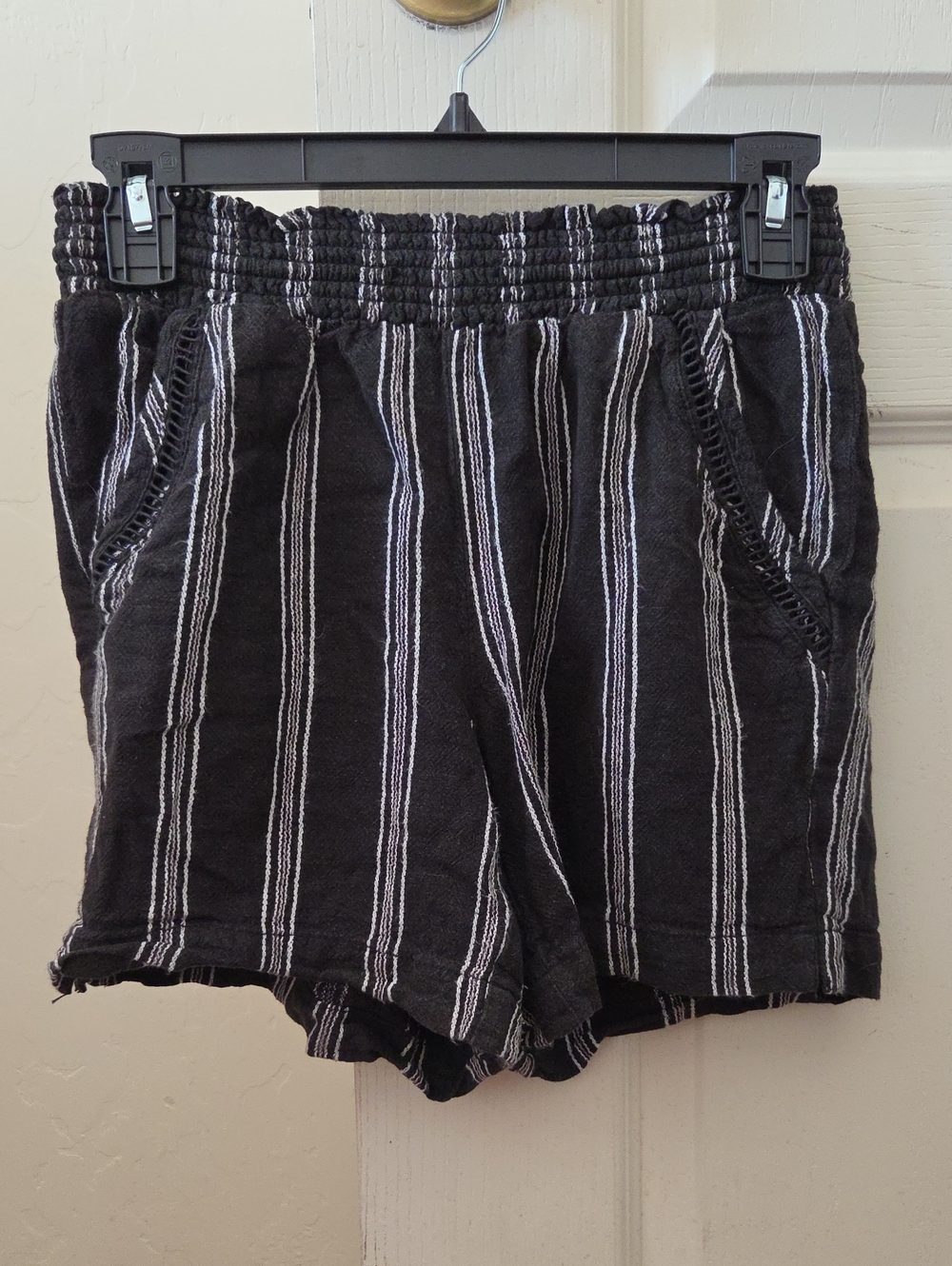 Briggs New York Black Shorts with White Vertical Stripes